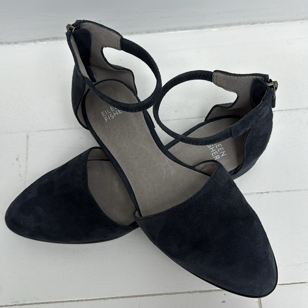 NWOT Eileen Fisher Navy Suede Women's Shoes - Picture 2 of 11